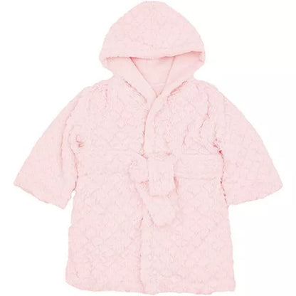 EVERYDAY KIDS Pink Baby Fleece Robe with Hood Cozy Hooded Bathrobe for Girls Ages 0-9 Months Soft, Warm, Lightweight Infant Sleepwear, Loungewear