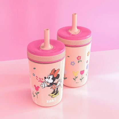 Zak Designs 12 fl oz Stainless Steel Vacuum Insulated Kelso Minnie Mouse Straw Tumbler: Kids Sippy Cup, Toddler Drinkware