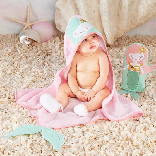 Baby Aspen Simply Enchanted Mermaid 4-Piece Bath Time Gift Set | BA14063NA