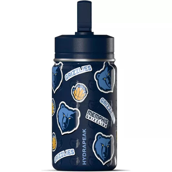NBA Memphis Grizzlies 14oz Kids Stainless Steel Water Bottle With Straw Lid and Flexible Handle