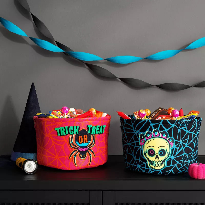 7.5" Boo Skull Halloween Trick or Treat Fabric Basket - Hyde and EEK! Boutique