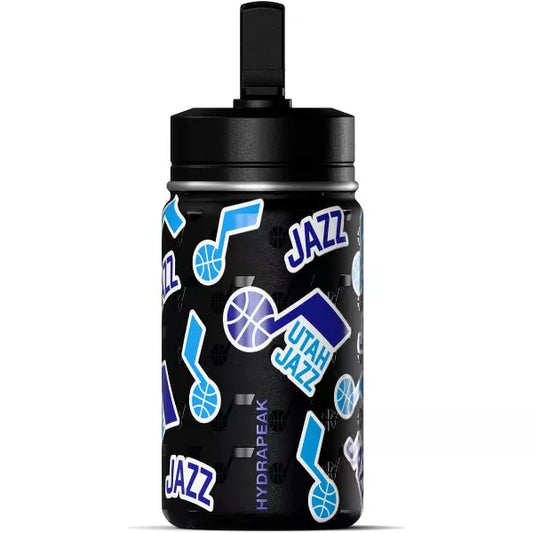 NBA Utah Jazz 14oz Kids Stainless Steel Water Bottle With Straw Lid and Flexible Handle