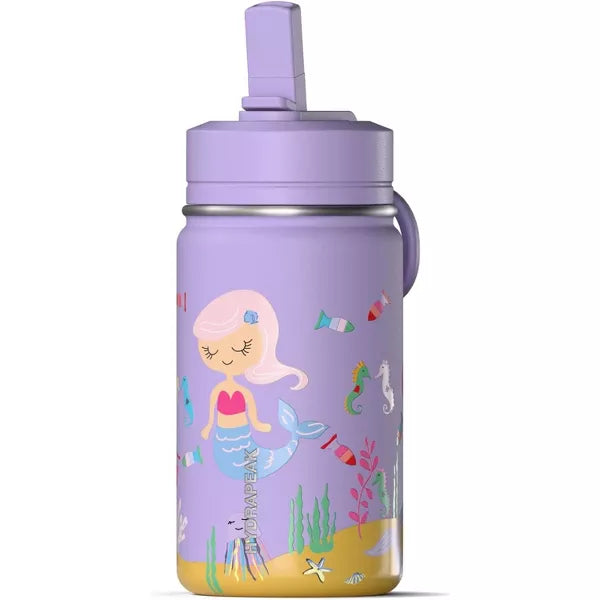 Hydrapeak Mini 14oz Kids Stainless Steel Insulated Water Bottle With Leak Proof Straw Lid
