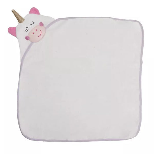 Everyday Kids Hooded Bath Towel for Girl, 3D White Unicorn with Horn, Soft Terry Cloth, Absorbent, Baby Girl Bath Time Essential