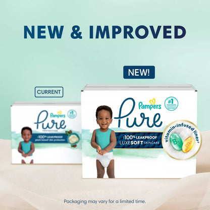 Pampers Pure Baby Diapers, Up to 100% Leakproof, Premium Hypoallergenic Soft Diapers