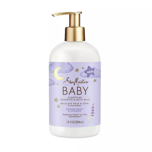SheaMoisture Baby Manuka Honey & Lavender Pump Nighttime Shampoo & Bath Milk for Delicate Hair & Skin - 13 fl oz