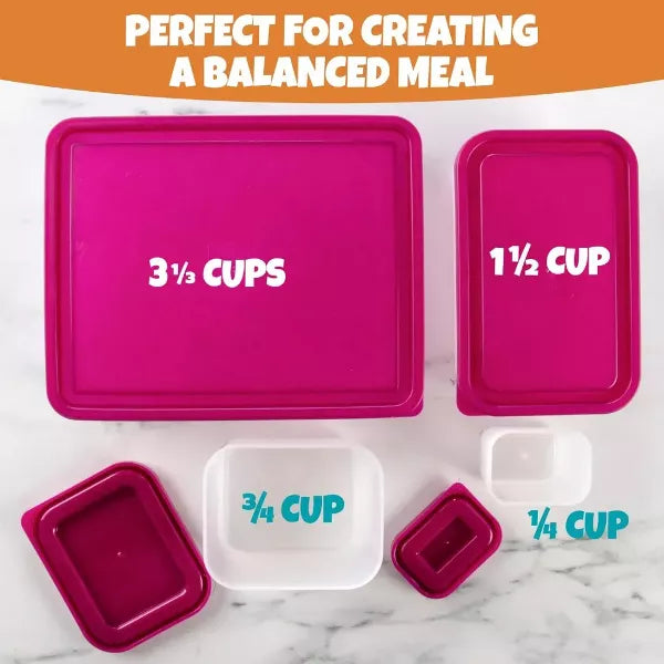 Bentology Raspberry Meal Holder Set - 4 Microwave Safe, Leak Proof Containers for Meal Prep, Snacks & Leftovers