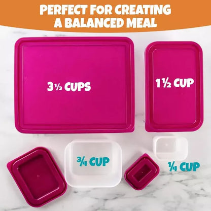 Bentology Raspberry Meal Holder Set - 4 Microwave Safe, Leak Proof Containers for Meal Prep, Snacks & Leftovers