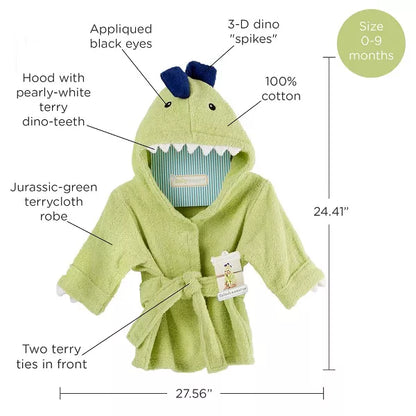 Baby Aspen "Splash-a-saurus" Dinosaur Hooded Spa Robe | BA14021NA