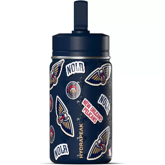 NBA New Orleans Pelicans 14oz Kids Stainless Steel Water Bottle With Straw Lid and Flexible Handle