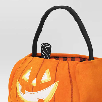 10" Jumbo Pumpkin Halloween Trick or Treat Fabric Basket Orange/Black - Hyde and EEK! Boutique