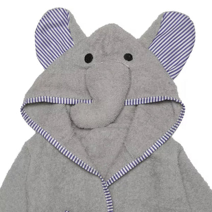 Everyday Kids 3D Gray Elephant Hooded Robe, Soft Terry, Gender-Neutral Baby Bath Essential with Ears & Trunk for Boys & Girls, Size 0-9 Months