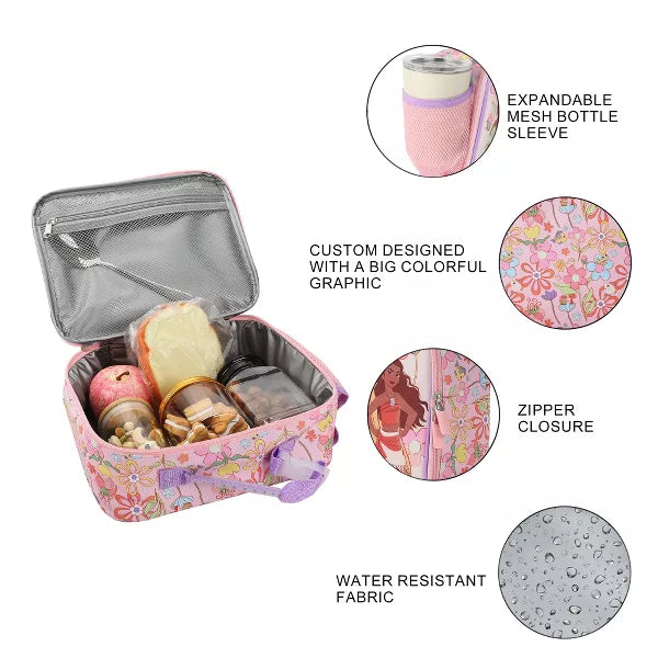 Disney Princess Characters On Floral Print 8” Lunch Kit