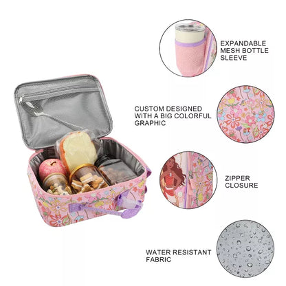 Disney Princess Characters On Floral Print 8” Lunch Kit