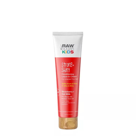 Raw Sugar Kids' Strong + Shiny Leave-In Hair Cream - Strawberry + Oat Milk - 3.3 fl oz