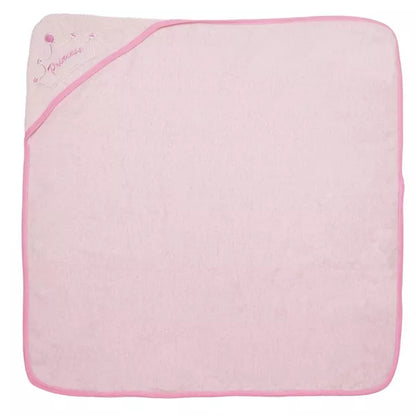 Everyday Kids Hooded Bath Towel for Girls, 3D Pink Princess with Crown, Soft Terry Cloth, Absorbent, Baby Girl Bath Time Essential