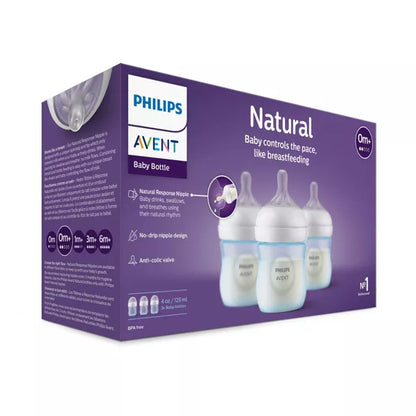 Philips Avent 3pk Natural Baby Bottle with Natural Response Nipple - Blue - 4oz