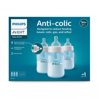 Philips Avent Anti-Colic Baby Bottle with AirFree Vent - Blue - 9oz/3pk