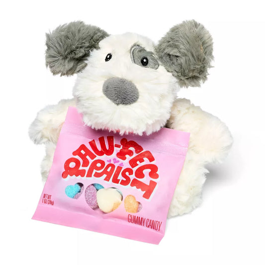 Valentine’s day candy for teens and adults and a soft plush toy, ideal for gifting and sharing during celebrations, parties, and social exchanges.