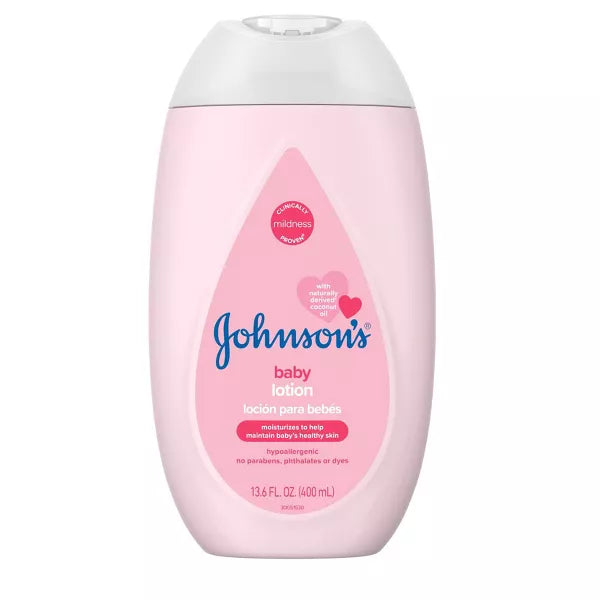 Johnson's Moisturizing Mild Pink Baby Body Lotion, Coconut Oil for Delicate Skin, Hypoallergenic - 13.6 fl oz