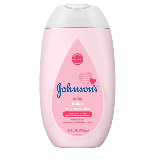 Johnson's Moisturizing Mild Pink Baby Body Lotion, Coconut Oil for Delicate Skin, Hypoallergenic - 13.6 fl oz