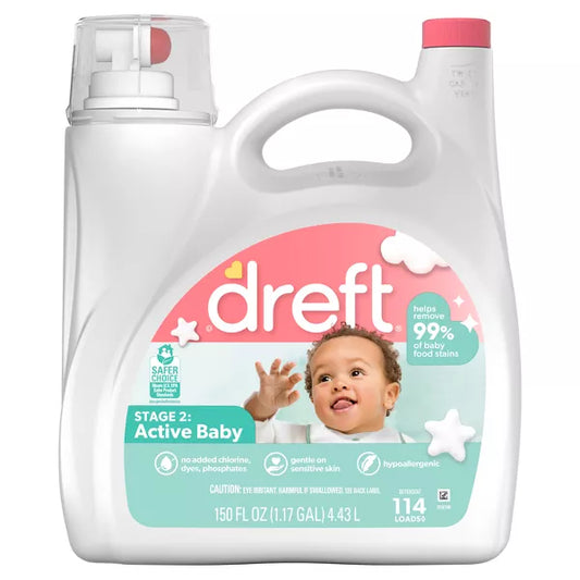 Dreft Stage 2: Active Baby HE Compatible Liquid Laundry Detergent