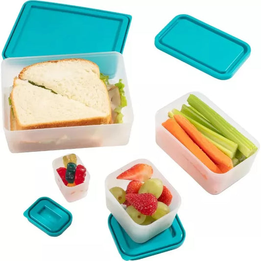 Bentology Reusable Lunch Containers - Set of 4 Microwave Safe, Meal Prep Containers, Pack Food, Snacks & Sauces in Leak Proof Compartments w Lids
