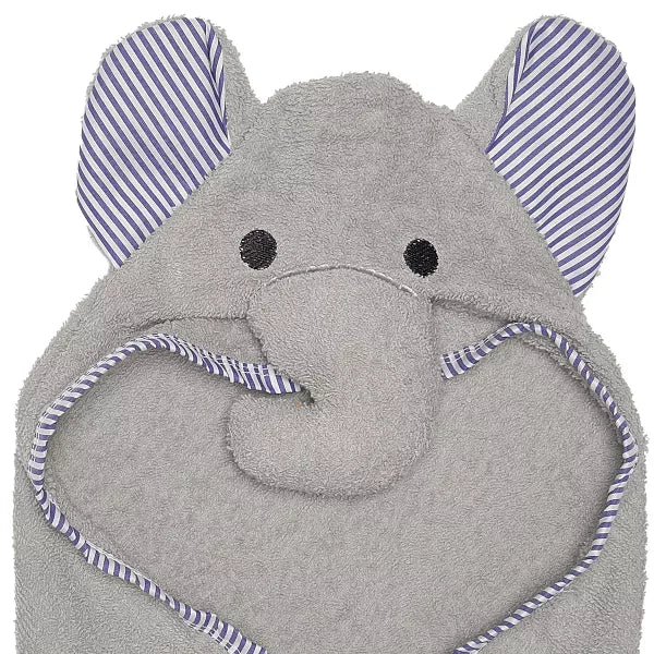 Everyday Kids 3D Gray Elephant Hooded Towel, Soft Terry, Absorbent, Gender-Neutral Baby Bath Essential with Ears & Trunk for Boys & Girls, 30x30 Inch