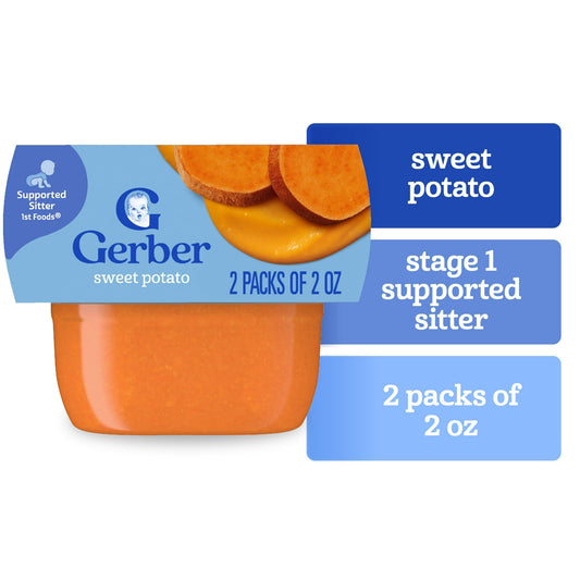 Gerber 1st Foods Baby Food, Sweet Potato Puree, Clean Label Project, 2 oz Tubs (2 pack)