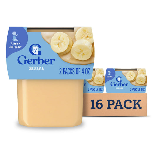 Gerber 2nd Foods Natural for Baby Baby Food, Banana, 4 oz Tubs (16 Pack)