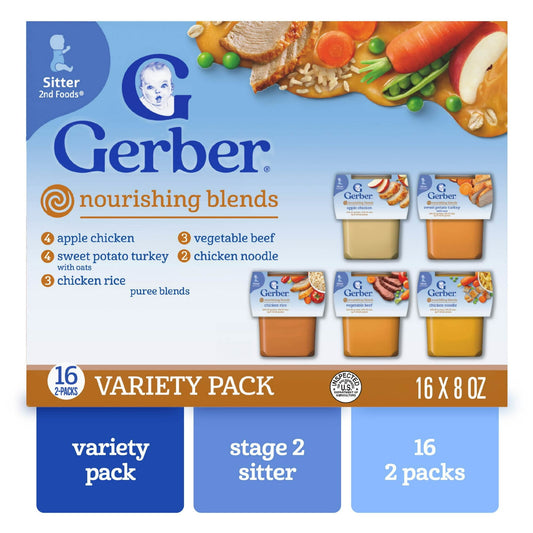 Gerber 2nd Foods Hearty Dinners Puree Favorites Baby Food, Variety Pack, 4 oz Tub