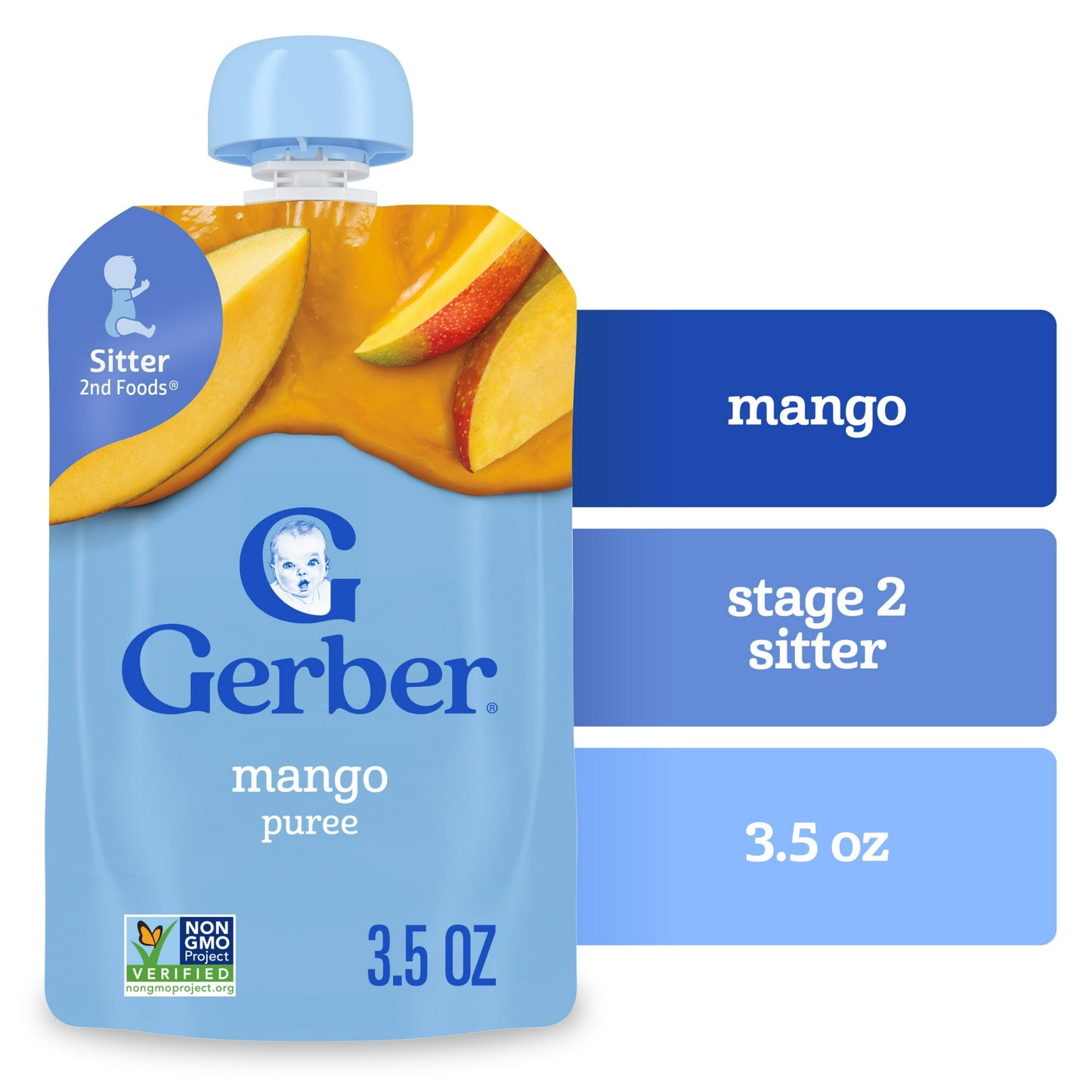 Gerber Stage 2 Baby Food, Mango Puree, 3.5 oz Pouch