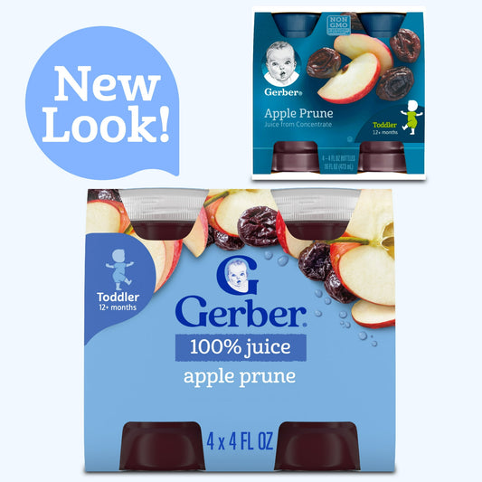 Gerber Toddler Baby Food, Apple Prune Fruit Juice from Concentrate, 4 fl oz Bottle (4 Pack)