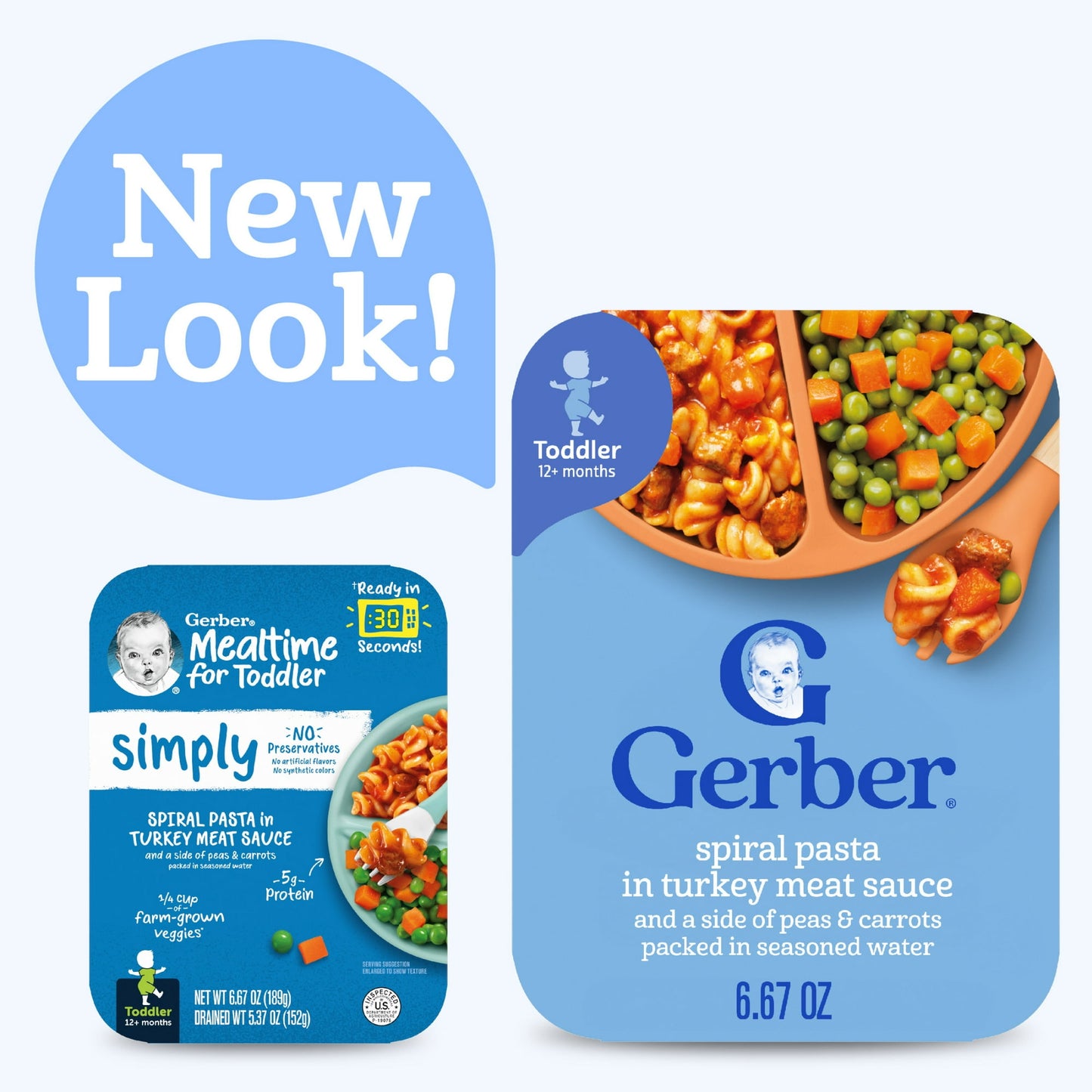 Gerber Toddler Baby Food, Spiral Pasta in Turkey Meat Sauce with Green & Yellow Beans, 6.67 oz Tray