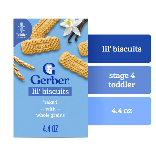 Gerber Toddler Baby Food, Vanilla Wheat Biscuits, 4.44 oz Box