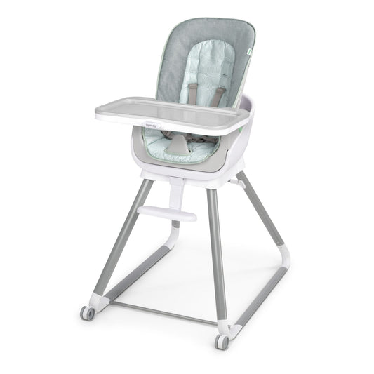 Gray and white high chair on a white background