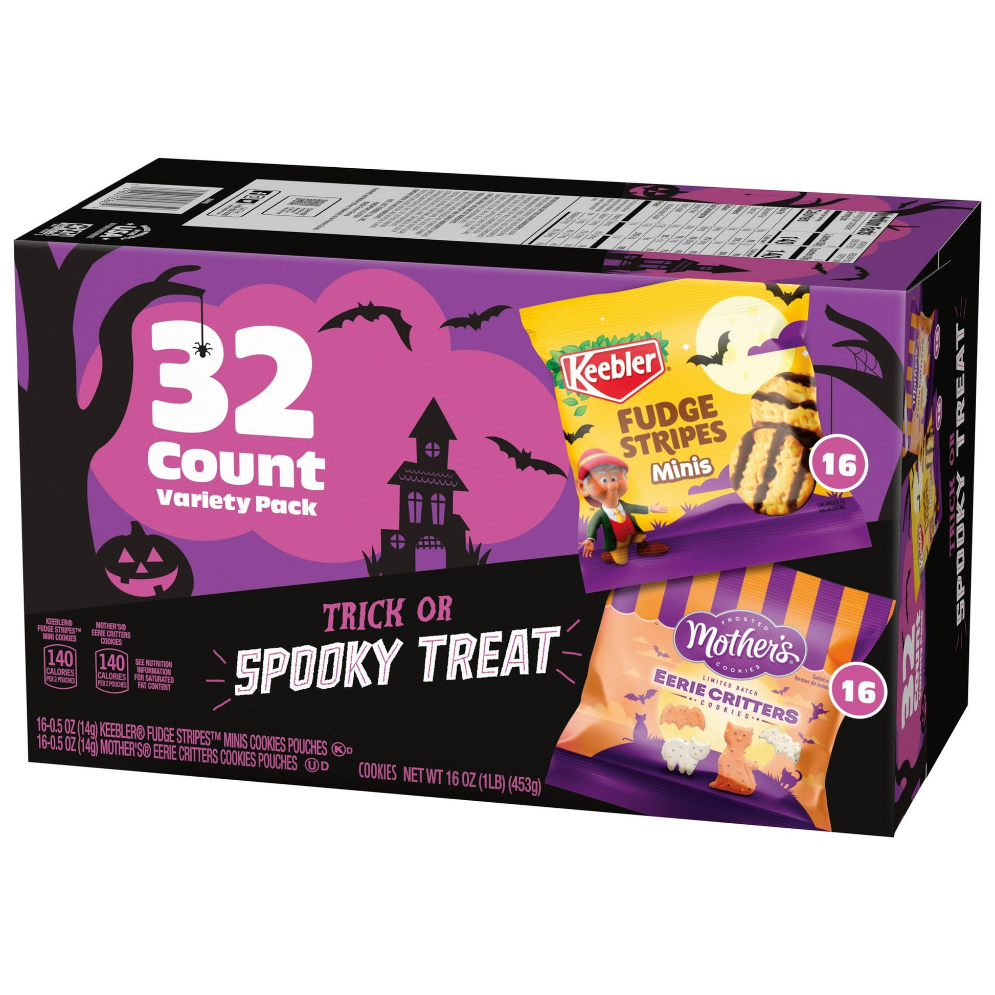 Halloween-themed cookie package with purple and black design