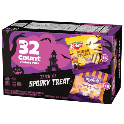 Halloween-themed cookie package with purple and black design