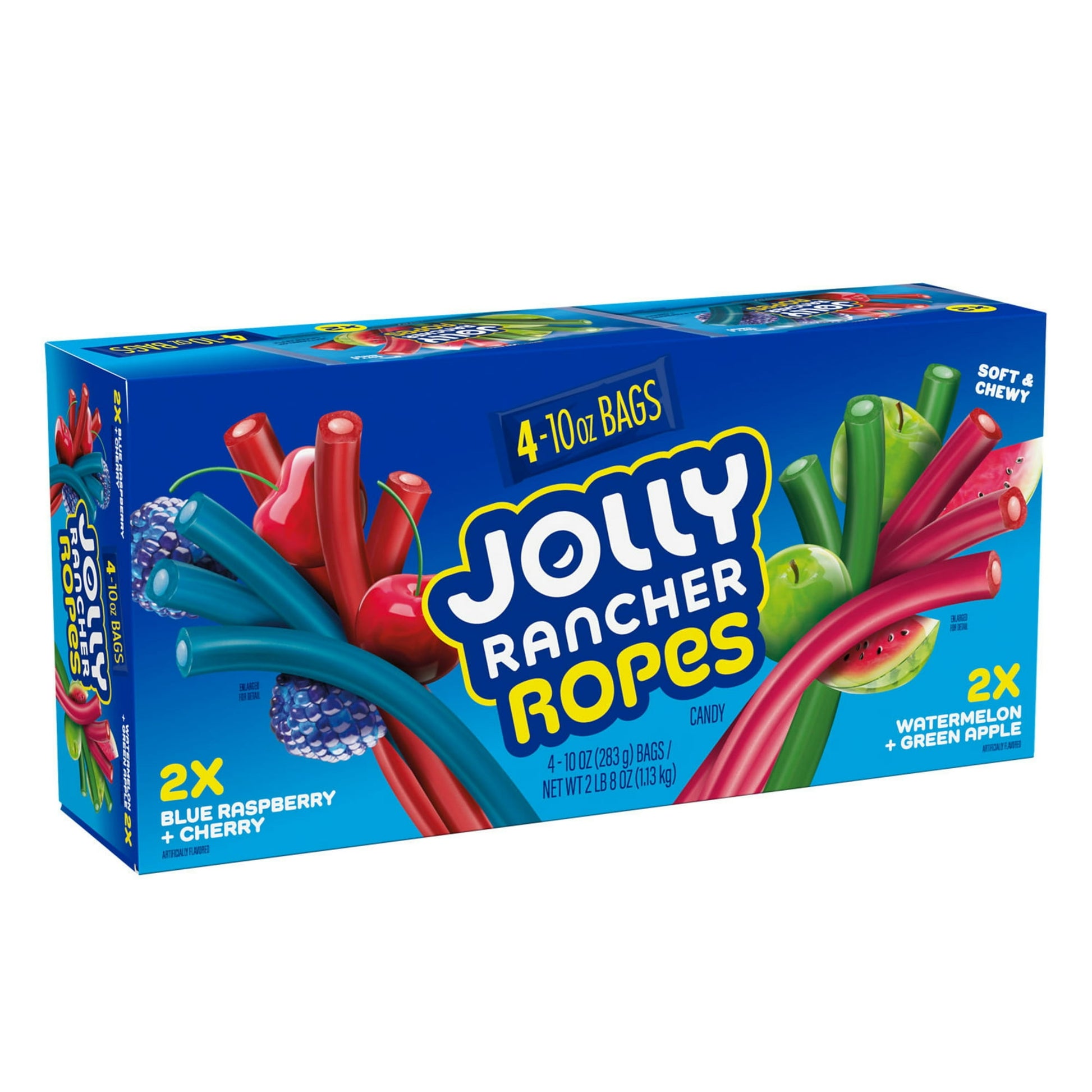 Halloween Candy, Box of Ropes candy with colorful ropes on a blue background