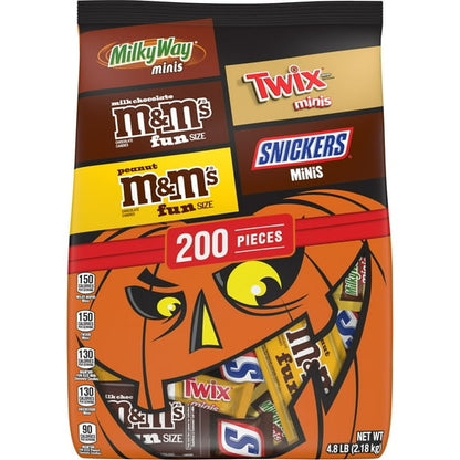 Halloween Chocolate Candy Variety Pack – 200 Individually Wrapped Pieces, Bulk Bag for Trick-or-Treat and Parties