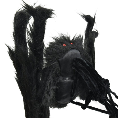 Halloween Themed Black spider with red eyes on a white background