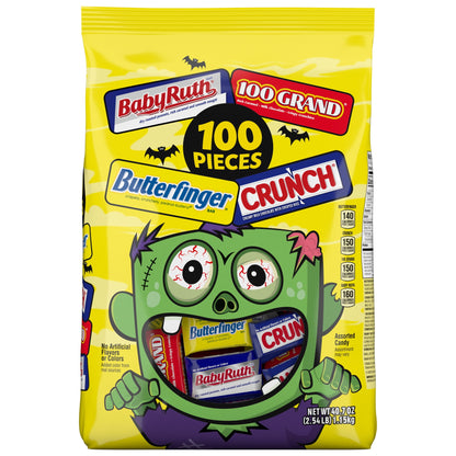 Halloween Themed Candy, Assorted candy bag on a white background.