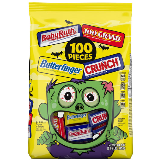 Halloween Themed Candy, Assorted candy bag on a white background.