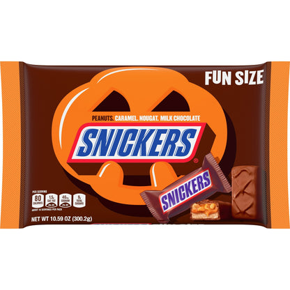 Halloween Themed Candy, Fun Size Halloween Chocolate candy bar packaging with a pumpkin design on a white background