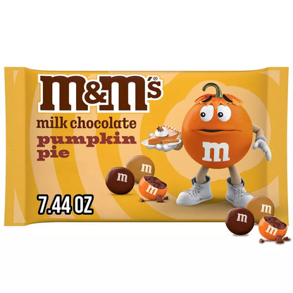 Halloween Themed Candy, milk chocolate pumpkin pie package with a character holding a pie.