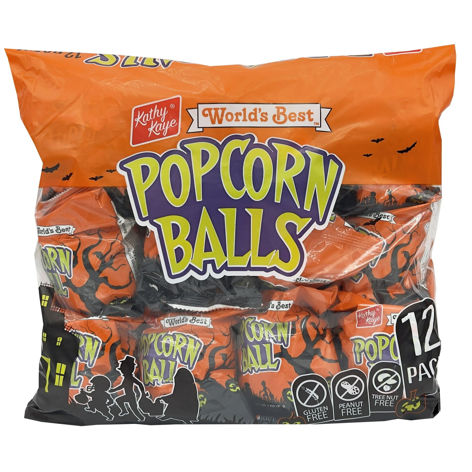Halloween Themed candy, Popcorn balls 12 pack, orange packaging
