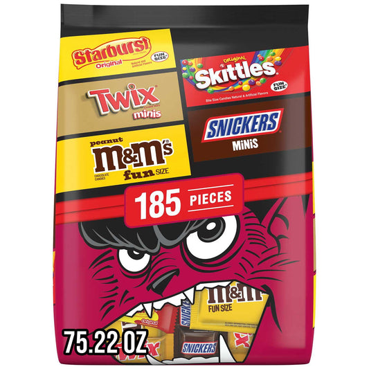 Halloween candy, Assorted candy bag on a white background.