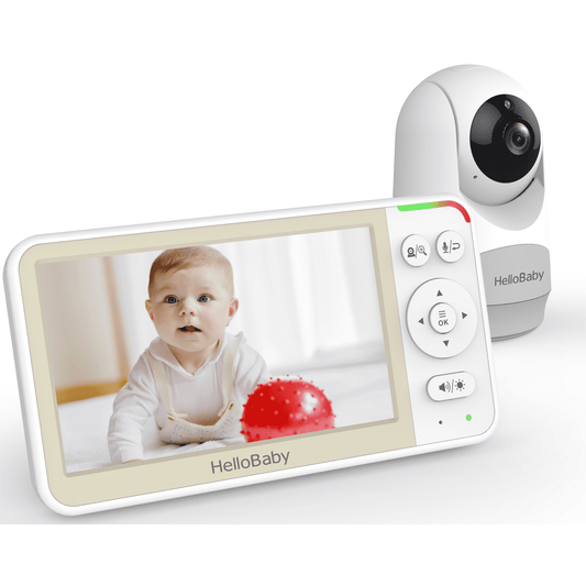 A screen displaying a baby and a camera, forming a baby monitor system