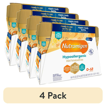 Hypoallergenic infant formula packaging with '4 Pack' label on a white background