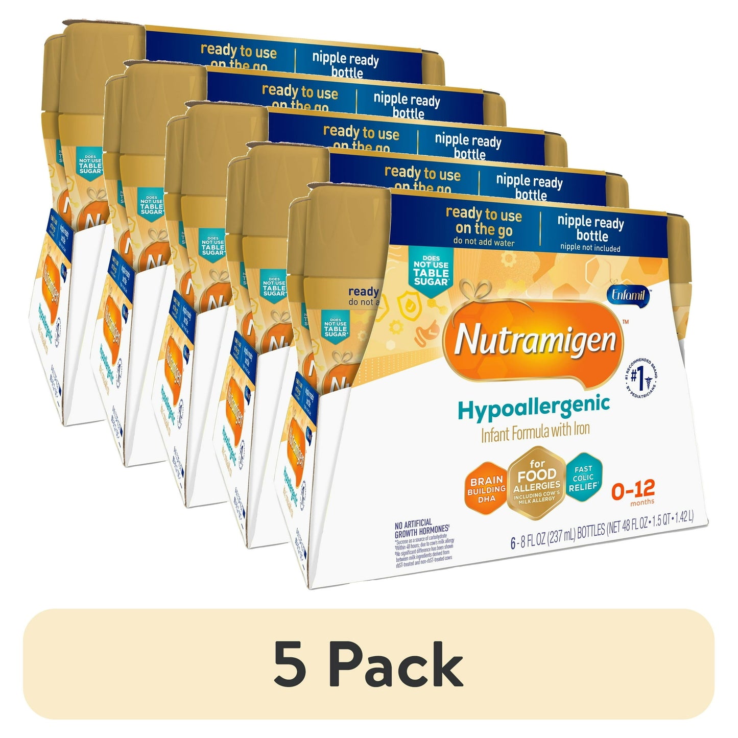 Hypoallergenic infant formula packaging with '5 Pack' label on a white background